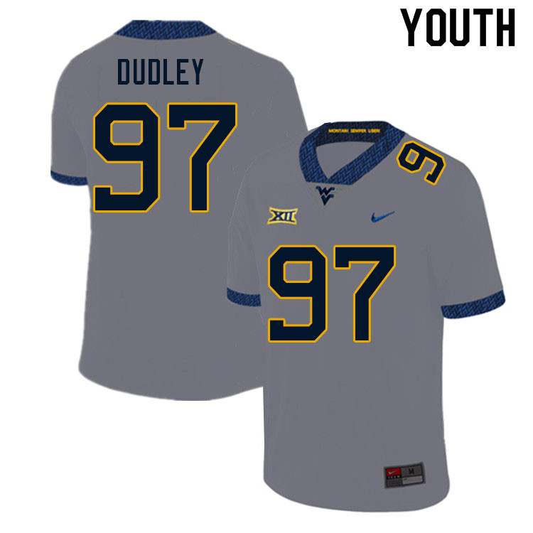 NCAA Youth Brayden Dudley West Virginia Mountaineers Gray #97 Nike Stitched Football College Authentic Jersey UN23J75RC